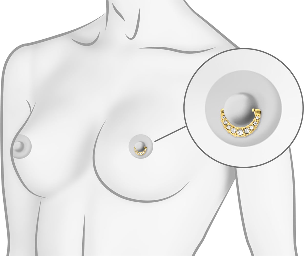 Surgical steel nipple piercing clicker 9 CRYSTALS ++SALE++