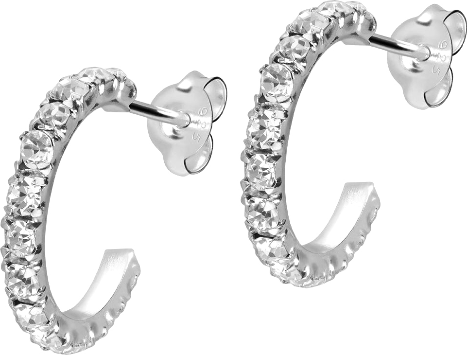 925 silver ear studs PLATINIZED + OPEN RING WITH CRYSTALS