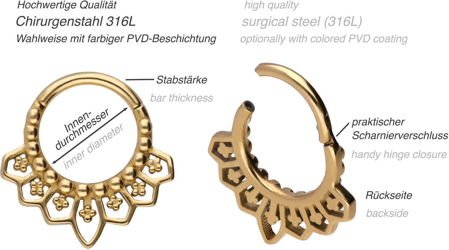 Surgical steel segment ring clicker ORIENTAL DESIGN