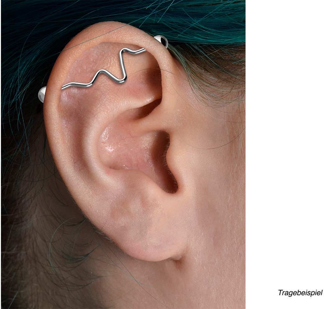 Surgical steel industrial ear piercing HEARTBEAT CURVE