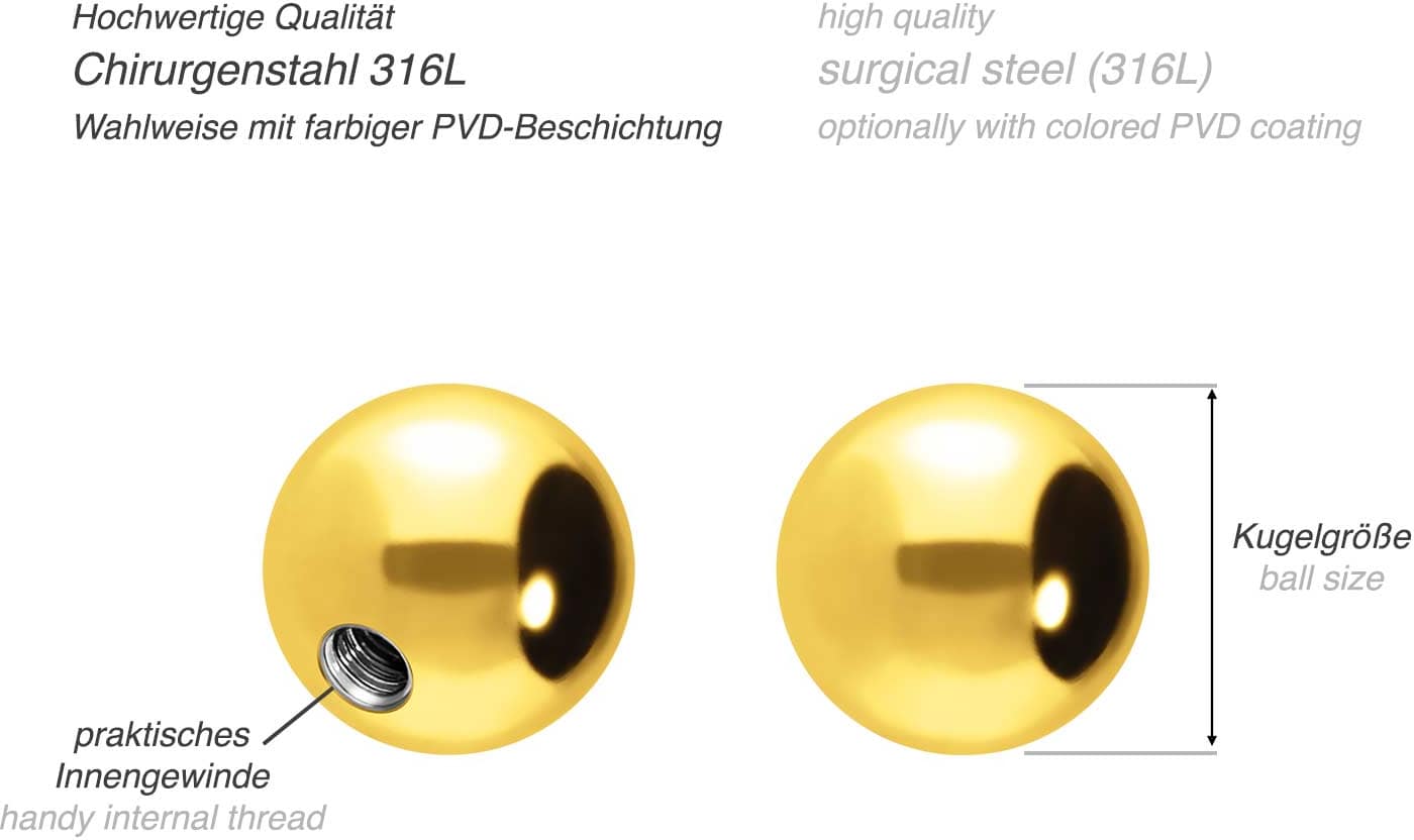 Surgical steel screw-in ball