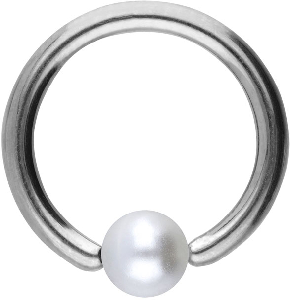 Titanium ball closure ring SYNTHETIC PEARL