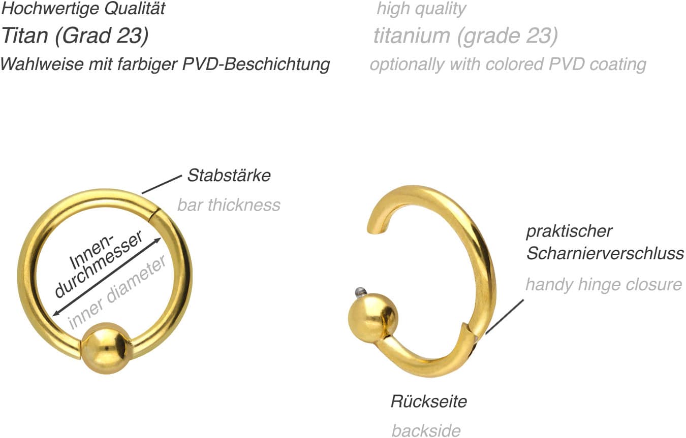 Titanium segment ring clicker BALL ++SALE++