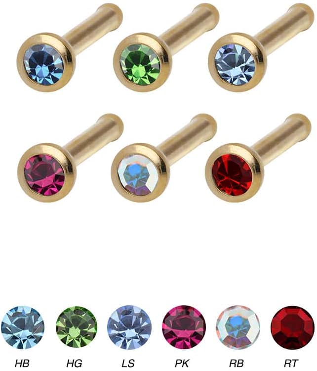 Surgical steel nose stud pin CRYSTAL ++SALE++