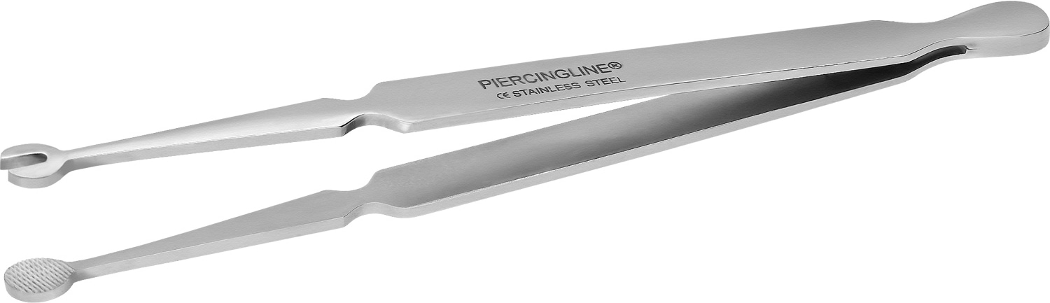 Stainless steel labret holding tweezers