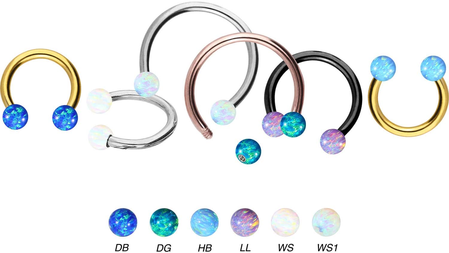 Surgical steel circular barbell SYNTHETIC OPALS