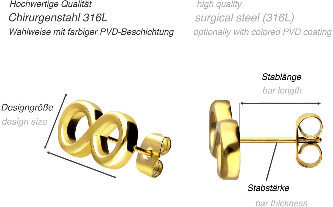 Surgical steel ear studs INFINITY ++SALE++