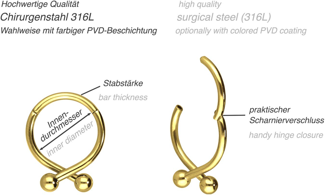 Surgical steel segment ring clicker 2 BALLS