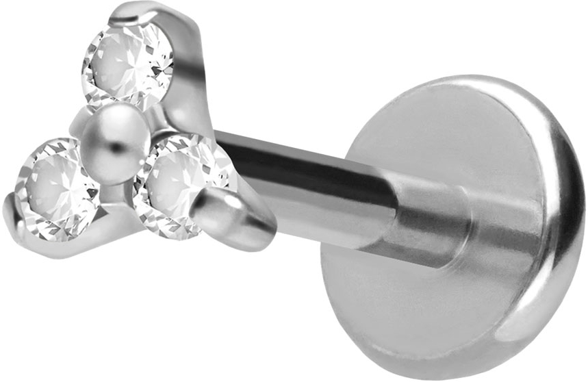 Titanium labret with push fit CRYSTAL FLOWER