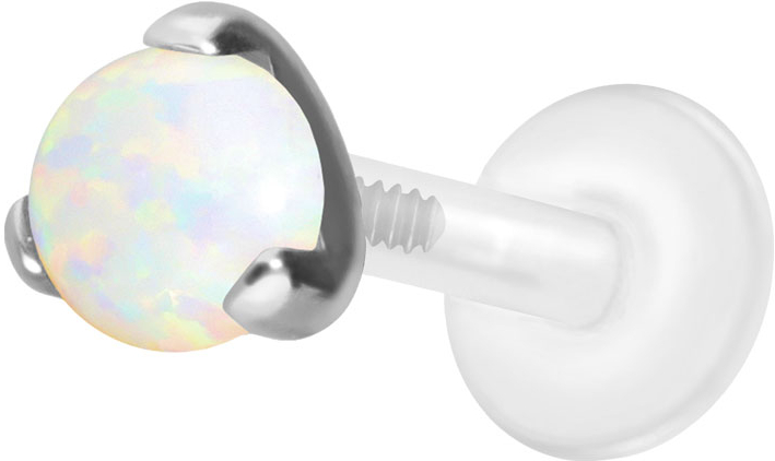 PTFE labret with internal thread + titanium attachment SYNTHETIC OPAL