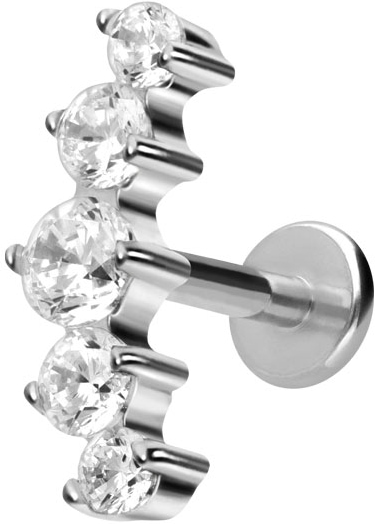 Titanium labret with internal thread 5 SETTED CRYSTALS