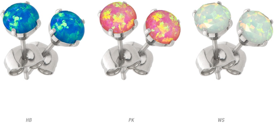 Surgical steel ear studs SYNTHETIC OPAL