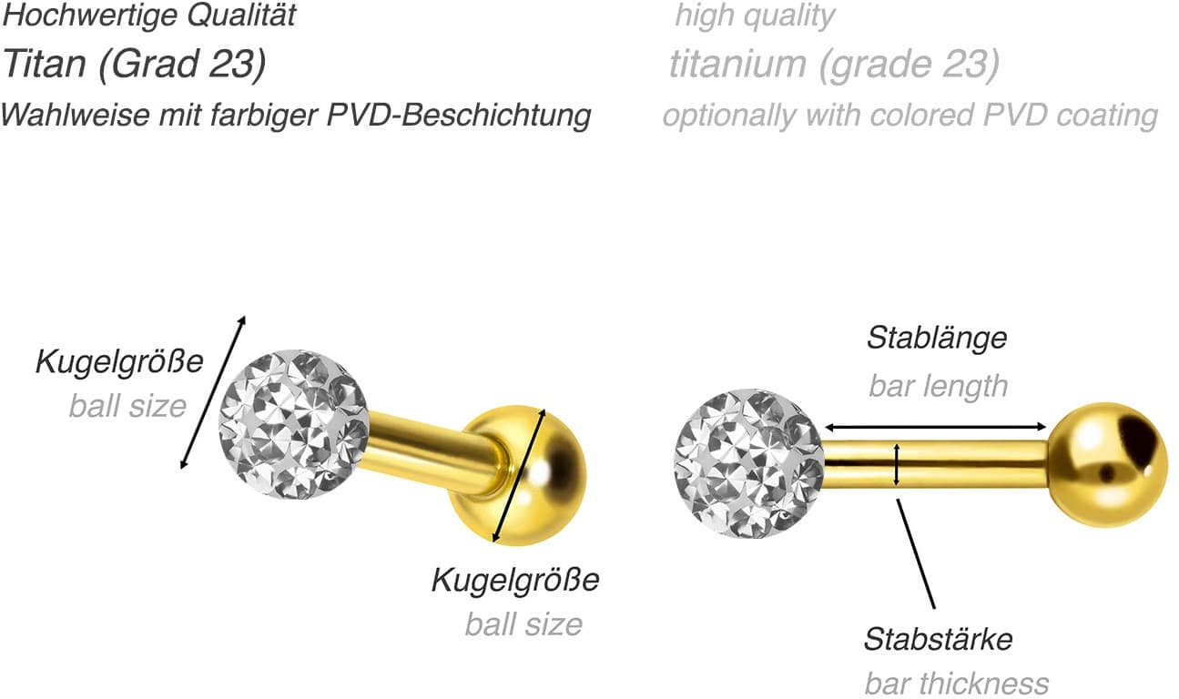 Titanium ear piercing EPOXY BALL