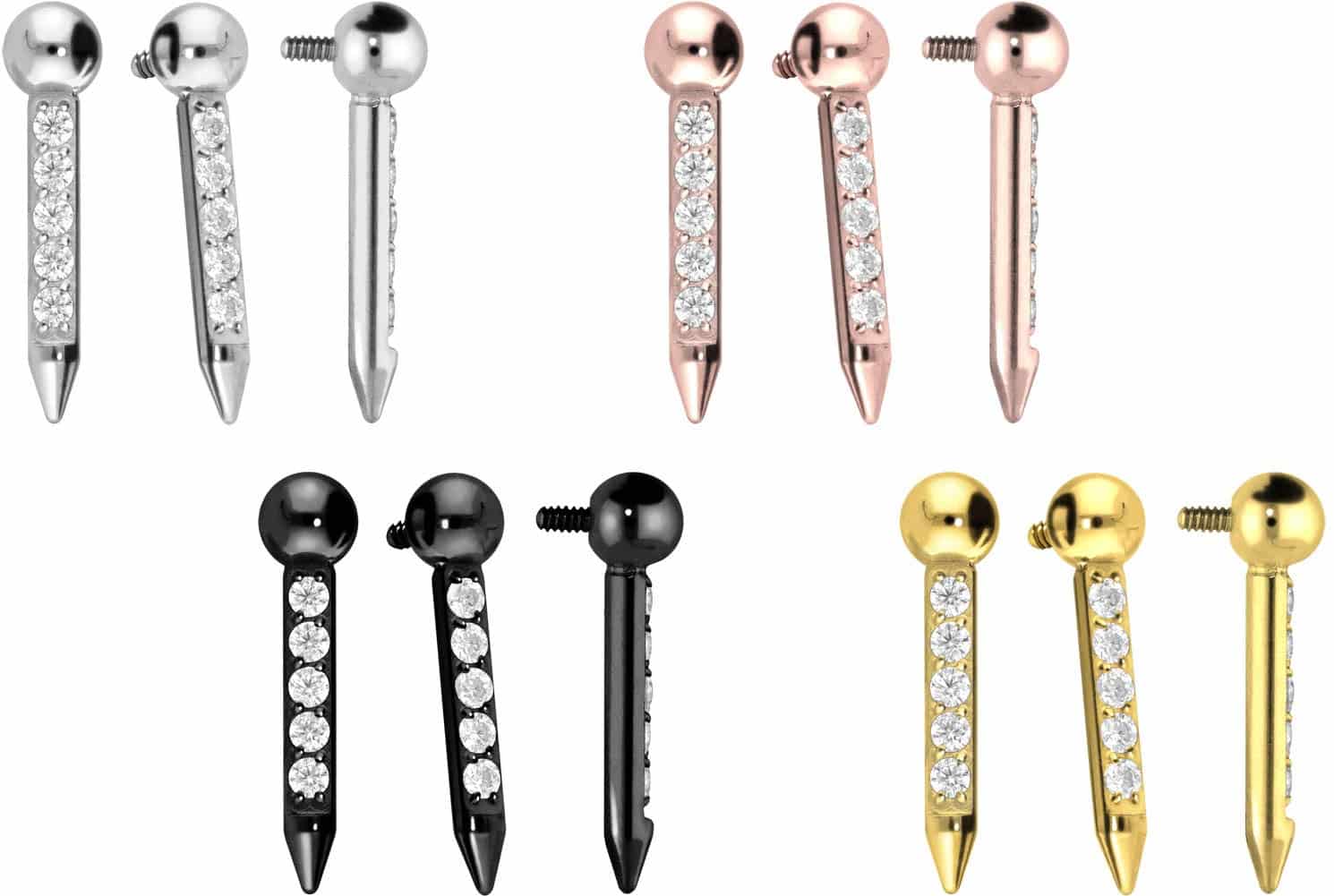 Titanium screw-in attachment with external thread NAIL + SETTED CRYSTALS