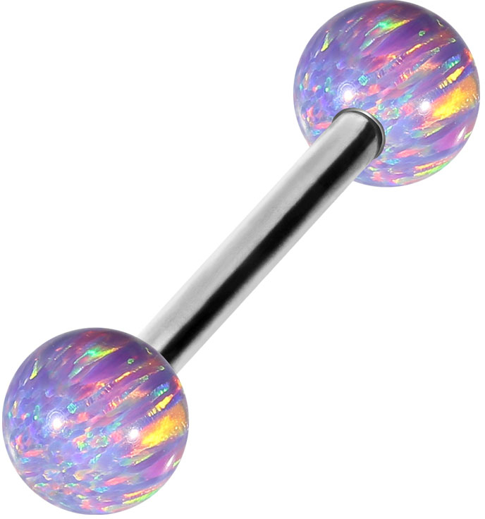 Titanium barbell SYNTHETIC OPALS