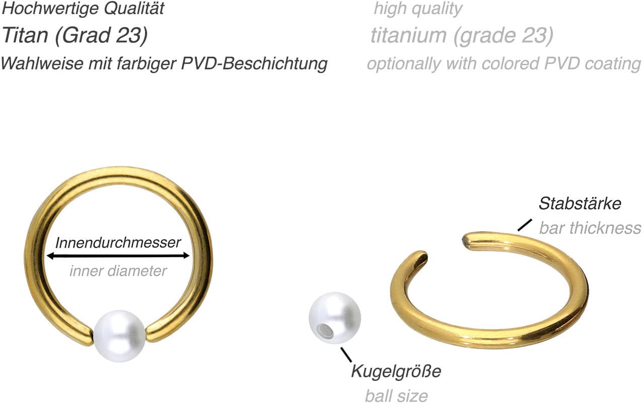 Titan Klemmkugelring SYNTHETISCHE PERLE