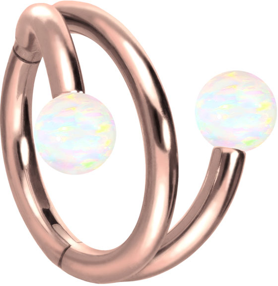 Titanium segment ring clicker with internal thread 3 RINGS + 2 SYNTHETIC OPALS