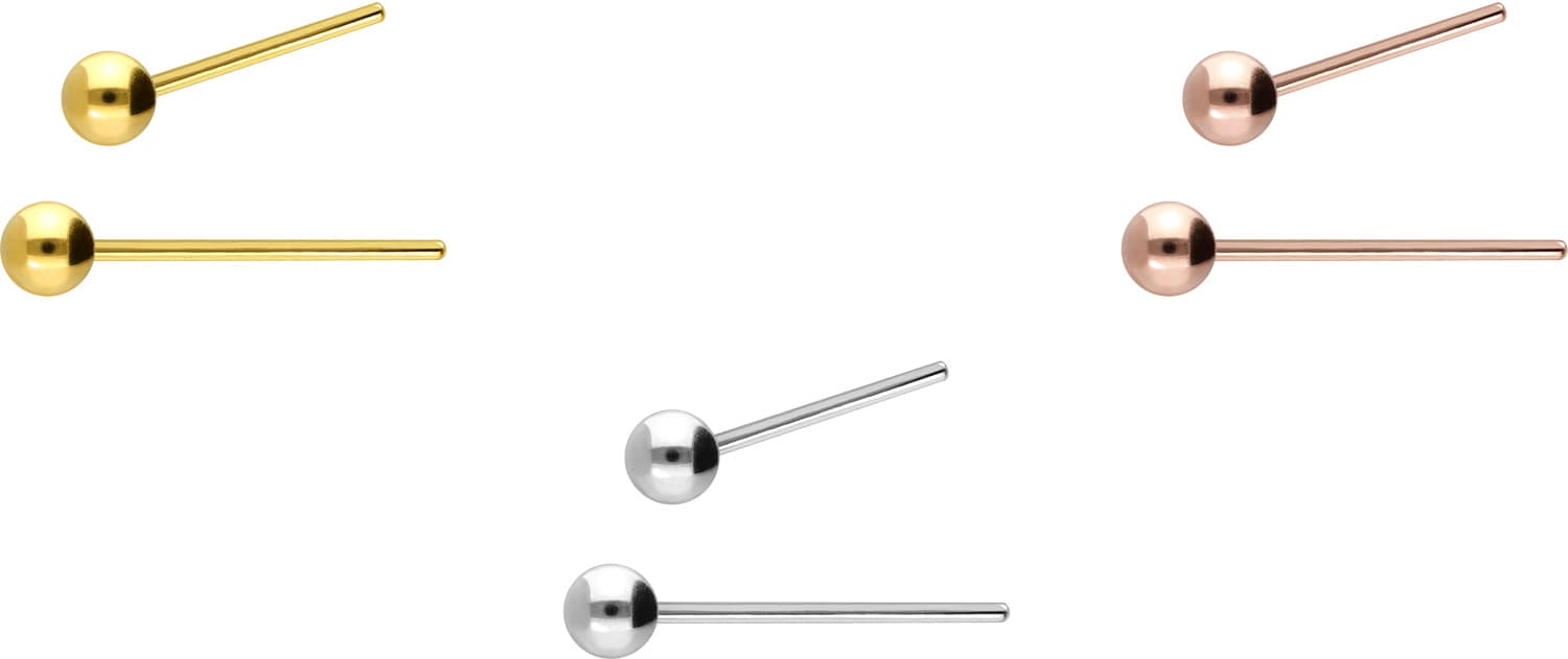 925 silver nose stud BALL - bendable