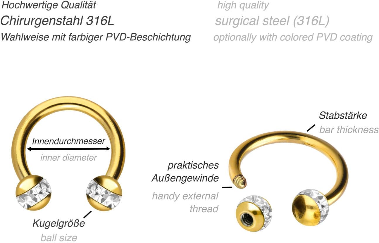 Surgical steel circular barbell EPOXY RING BALLS