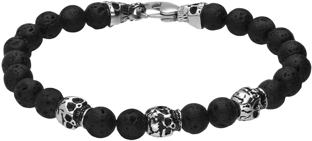 Lava stone ball bracelet SKULLS