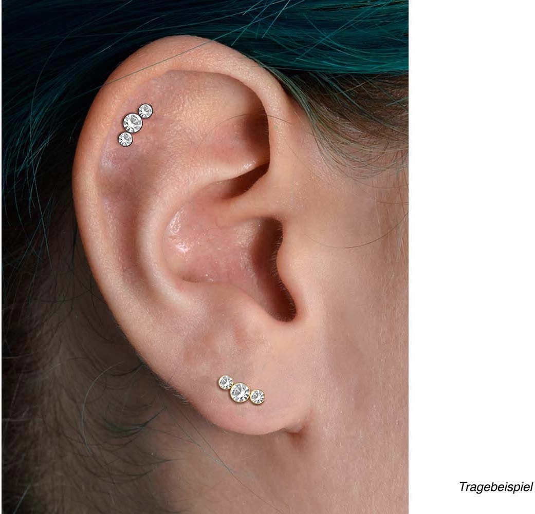 Surgical steel ear piercing 3 CRYSTALS