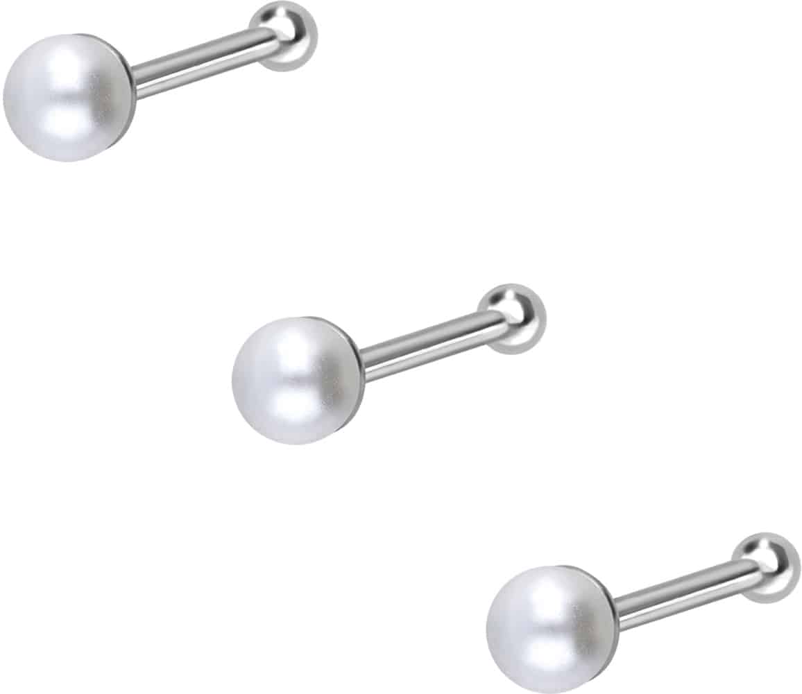 SET 925 silver nose stud pin SYNTHETIC PEARL