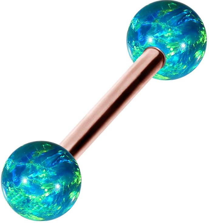 Titanium barbell SYNTHETIC OPALS