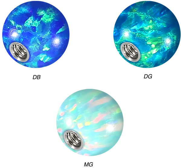 SET Synthetic opal screw-in ball with surgical steel thread