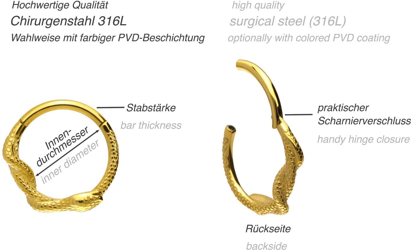 Surgical steel segment ring clicker SNAKE
