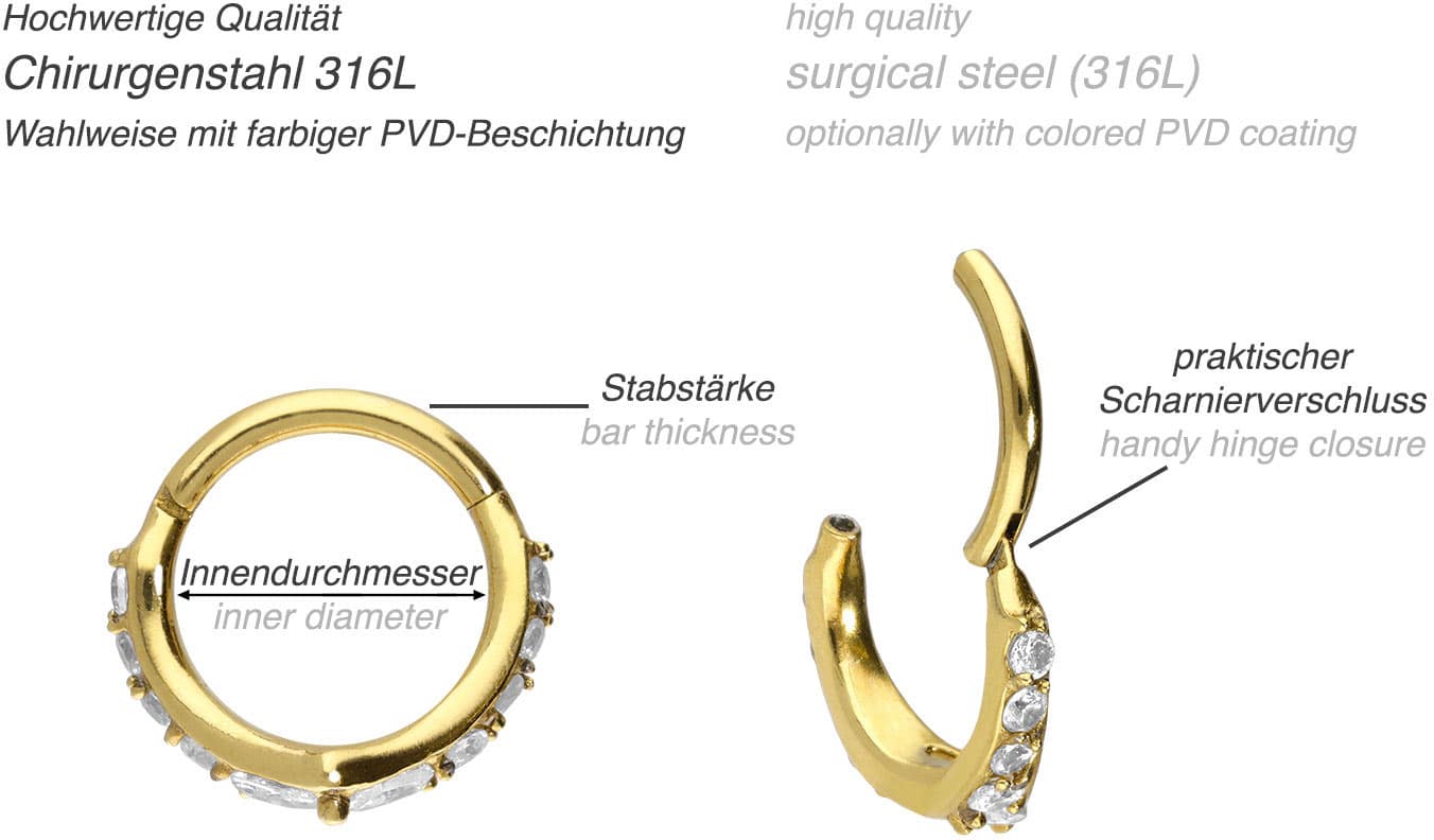 Surgical steel segment ring clicker DIADEM