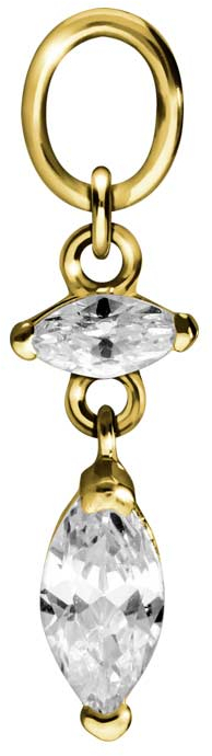 18 carat gold pendant for clickers 2 SETTED CRYSTAL DROPS