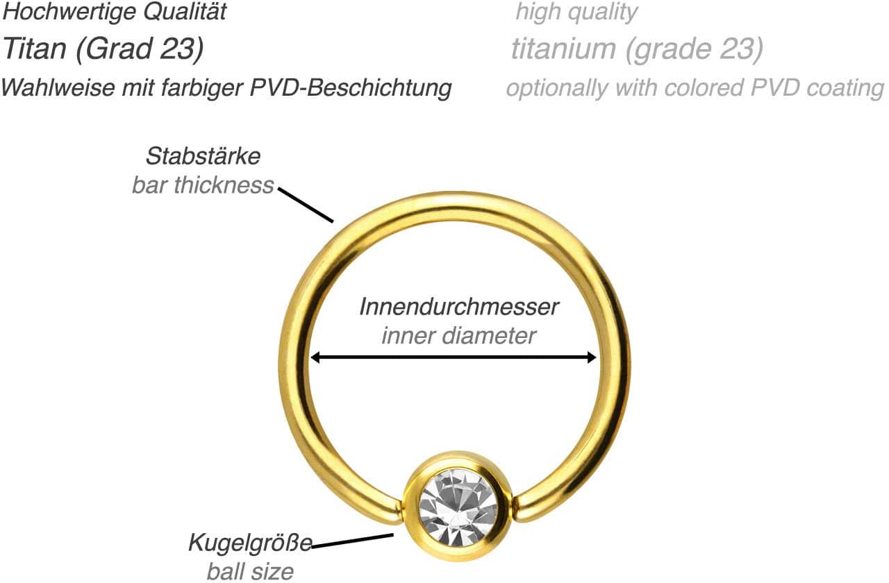 Titanium ball closure ring CRYSTAL