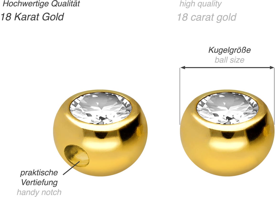 18 carat gold clip-in ball CRYSTAL
