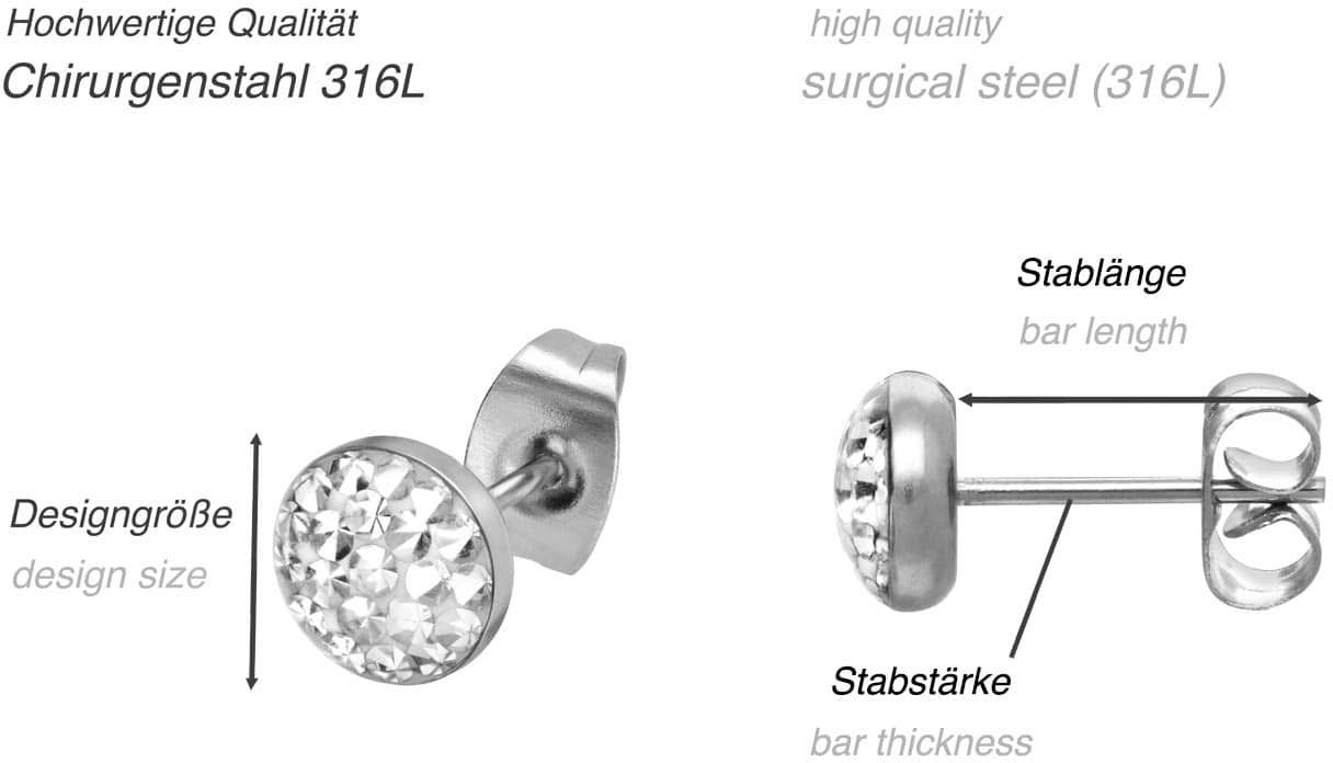 Surgical steel ear studs EPOXY FLAT