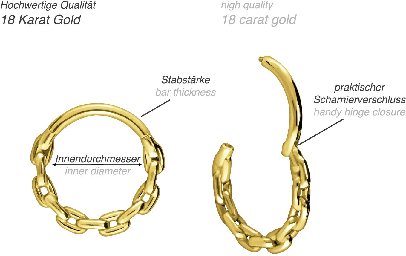 18 carat gold segment ring clicker CHAIN DESIGN
