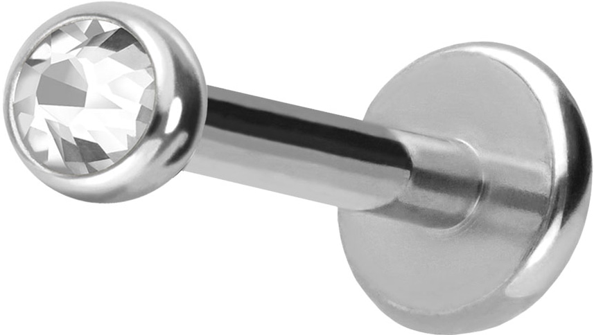 Titanium labret with push fit CRYSTAL