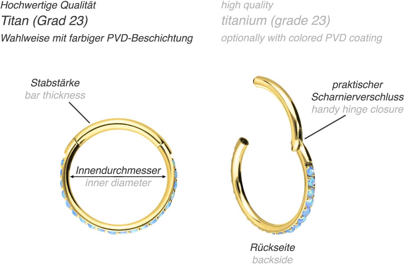 Titanium segment ring clicker SYNTHETIC OPALS