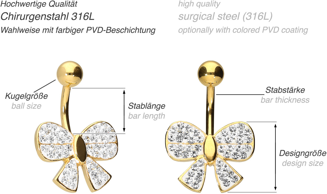 Surgical steel bananabell with brass-design CRYSTAL RIBBON ++SALE++