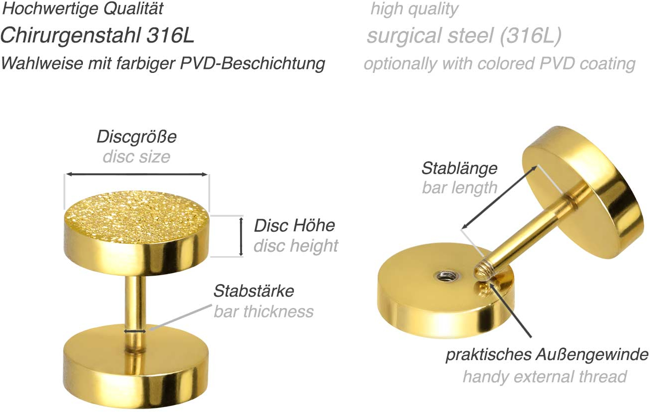 Surgical steel fake plug DIAMOND LOOK