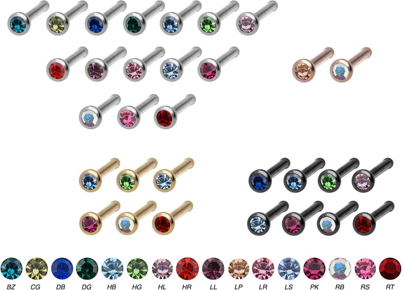 Surgical steel nose stud pin CRYSTAL ++SALE++