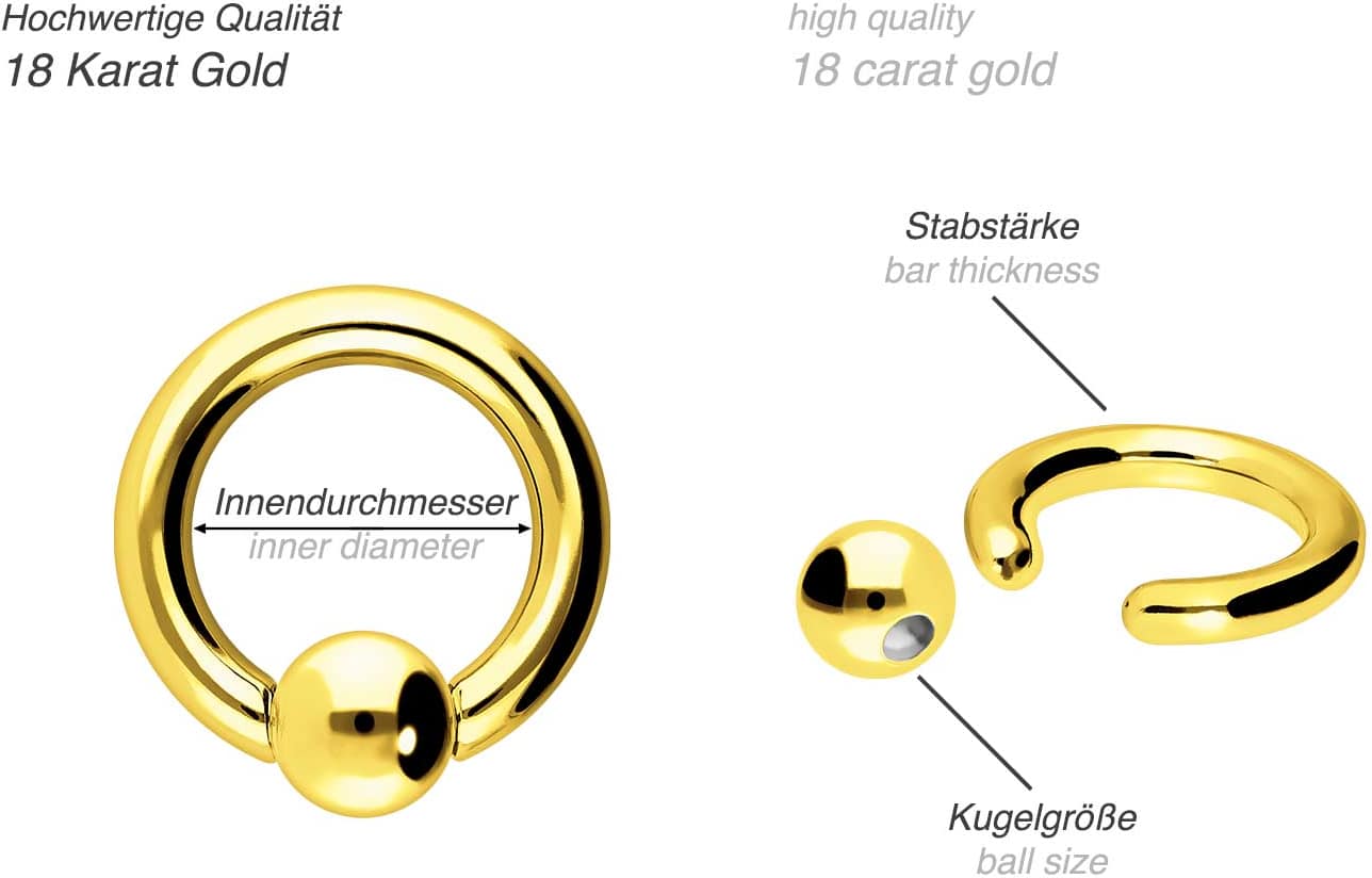 18 carat gold ball closure ring